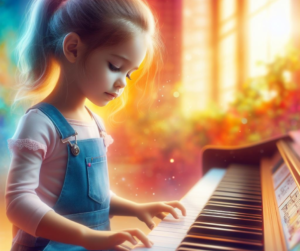 Dziewczynka gra na pianinie