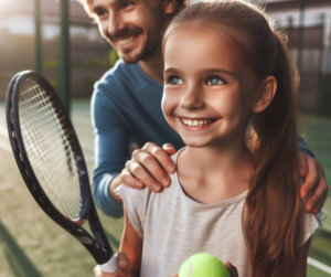 Dziewczynka trenująca tenisa