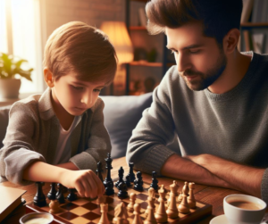 Chłopiec grający w szachy